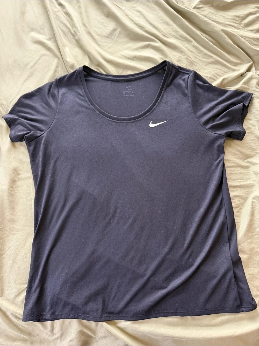 Nike Women's Short Sleeve Performance Tee — Dark Blue with White Swoosh